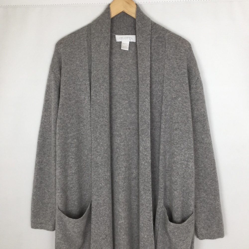 Arlotta 100% Cashmere Long Maxi Duster Robe Grey Women’s Size M/L Soft Luxurious - Picture 7 of 16